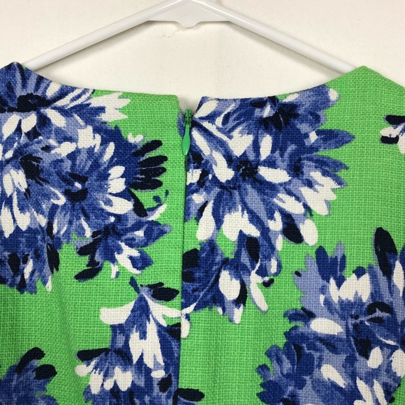 J Crew Dress Sleeveless Green Blue Floral Sheath - Picture 5 of 8